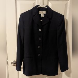 Jones New York Black 100% Worsted Wool Blazer Jacket (Size 6)